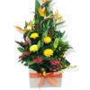 Golden Goodbye Sympathy Flowers - White Box Orange Ribbon - Floral design