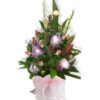 In Loving Memory Sympathy Flowers - Wrap With Pink Ribbon - Floral design