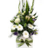 Rest in Peace Sympathy Flowers - White Box Green Ribbon - Floral design