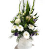 Rest in Peace Sympathy Flowers - White Box White Ribbon - Floral design